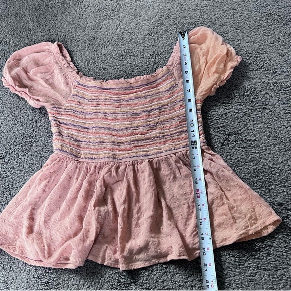 Promesa Summer Crush Smocked Off-Shoulder Peach Peasant Top medium - Picture 11 of 12